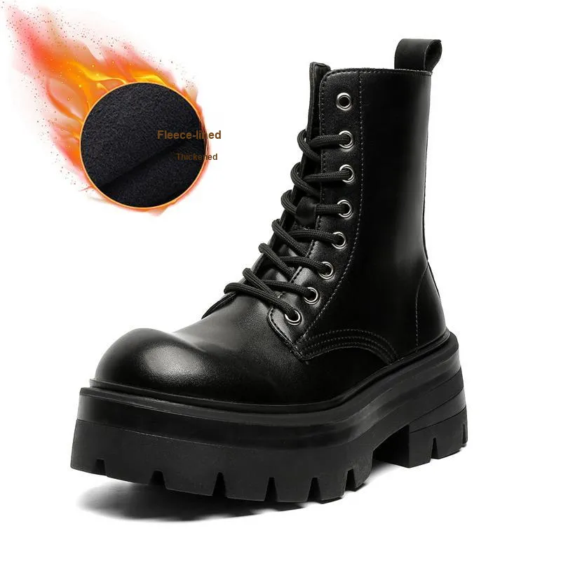 V05 Paris Platform Derby Martin Boots, Unisex Ankle Boots, British Style Big Head Biker Boots, Western High Top Shoes-13