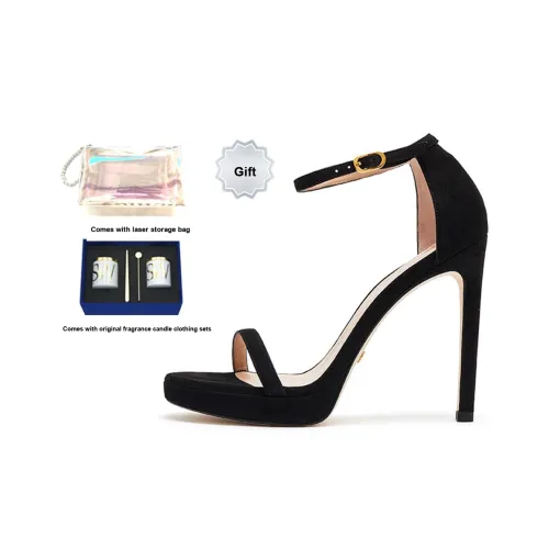 Stuart Weitzman SW Nudist DISCO one Ремень Сандалии Женские Черный Аромат Свеча Набор + Лазерный Мешок для хранения