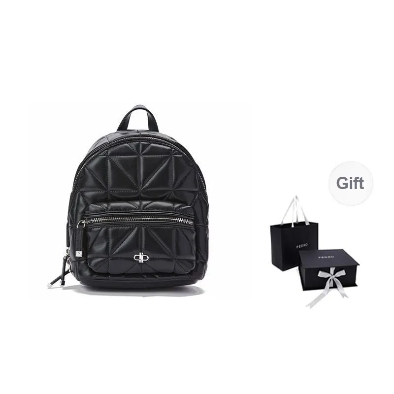 PEDRO Icon Series PU Backpack Women's Black/Beige/Blue-0