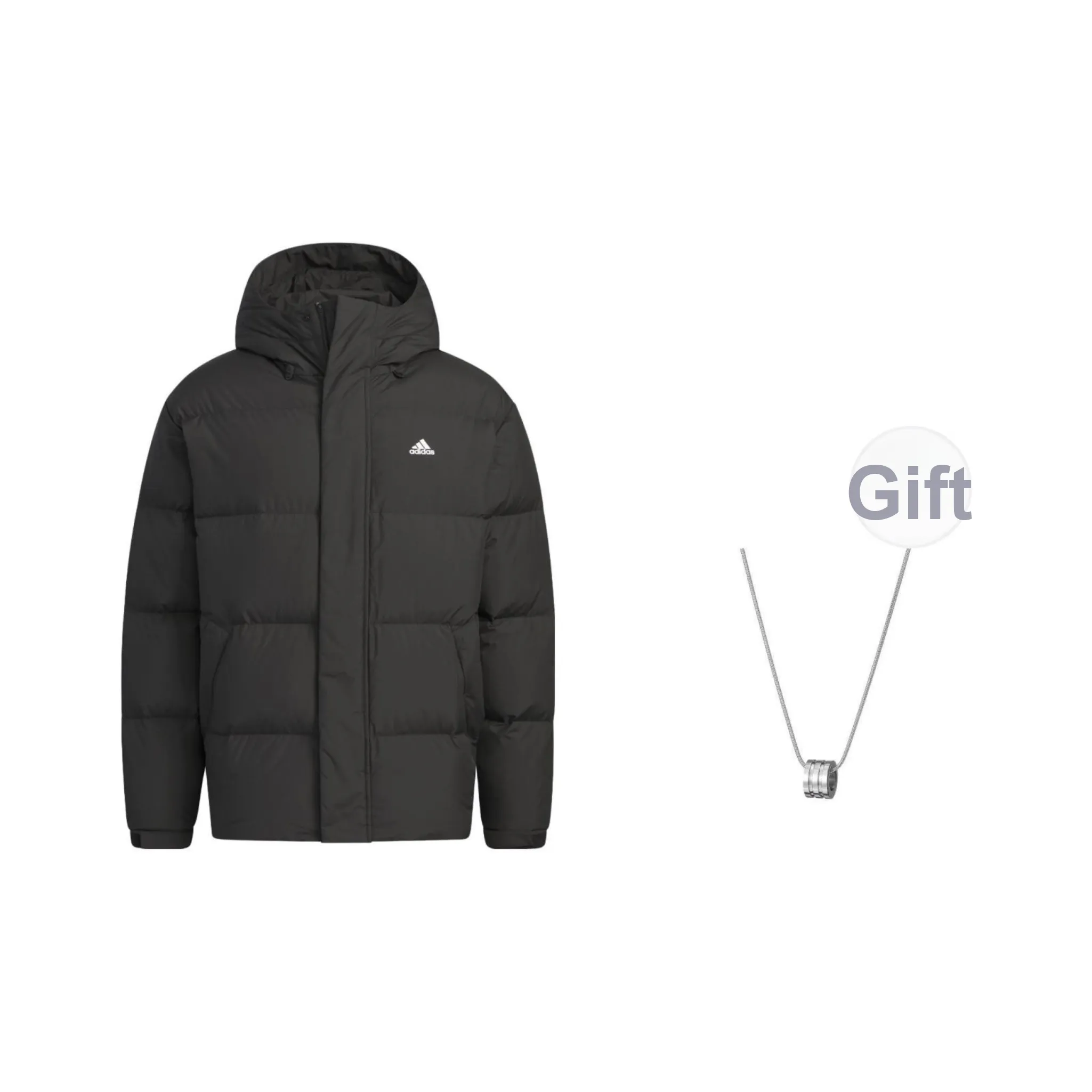 Adidas Пуховик Унисекс Черный С ожерельем
