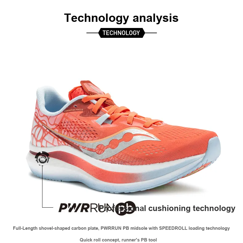 Saucony Endorphin Pro 2 Cushioned Wear Resistant Water Resistant Low Top Running Shoes Unisex Coral Red Orchid-9