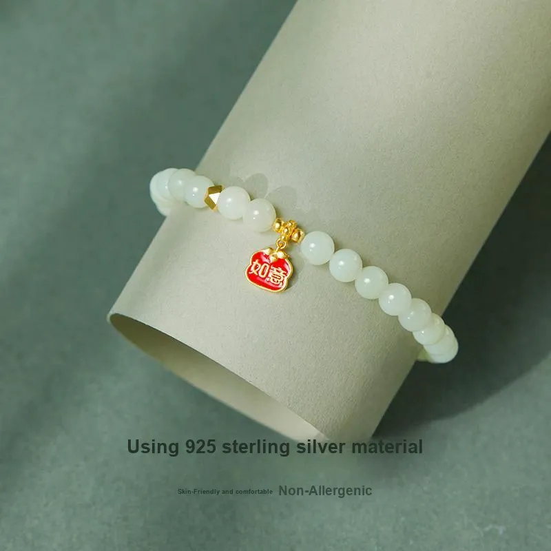 DIHUAJI Hetian Jade Bracelets Pale Greenish White Jade Women's-3