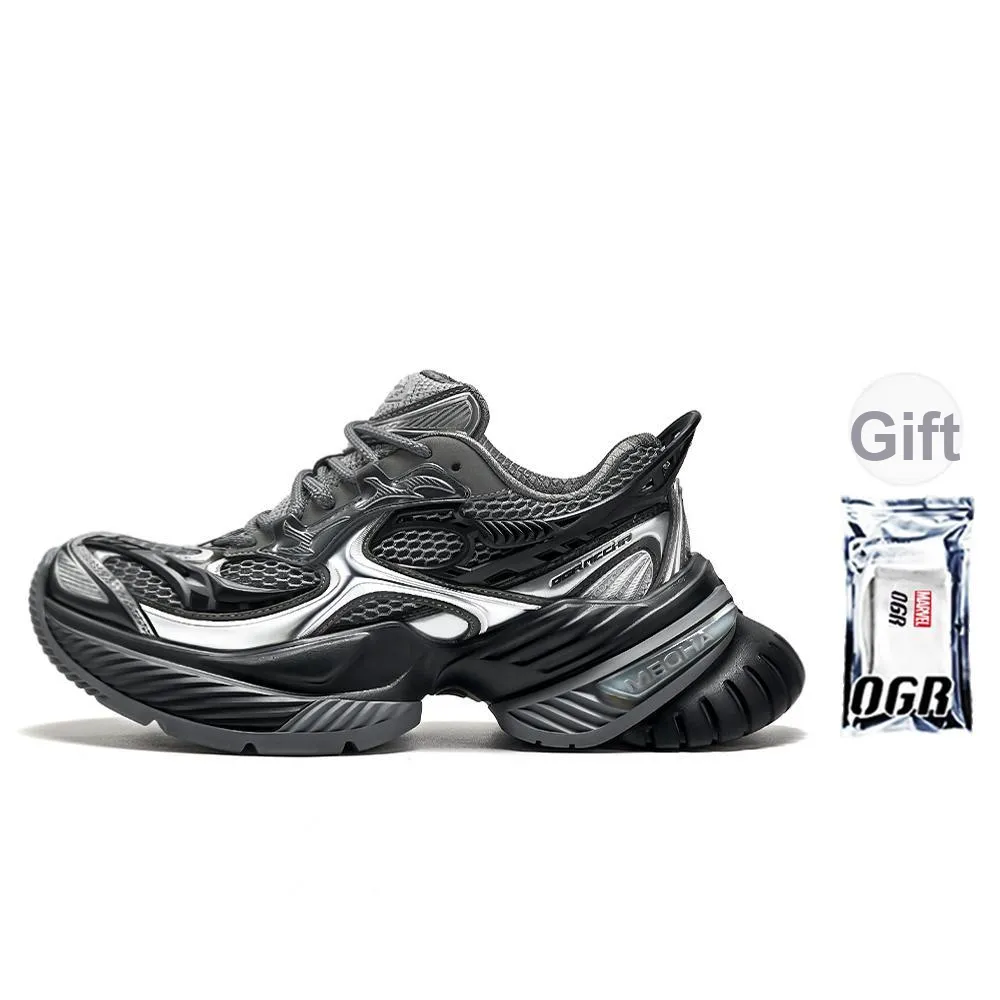 OGR Abrasion Resistant Breathable Height Increasing Low top Running Shoes Unisex Ironwood Black
