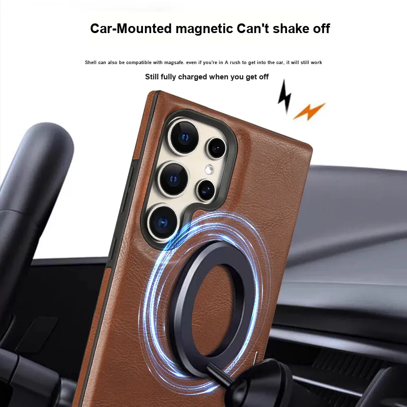MOWEITU Leather Material Magnetic Phone Cases Compatibility Samsung S23/S23 Plus/S23 Ultra/S24/S25-13