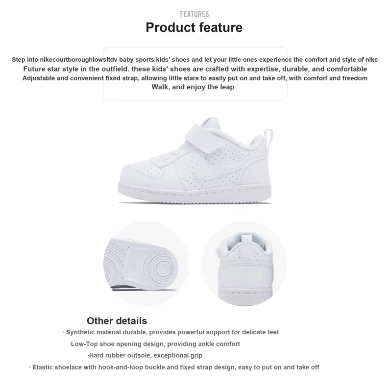 Nike Court Borough Abrasion Resistant Mid Top Toddler Shoes White Infant And Toddler-1