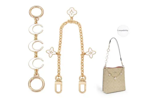 Lan Bao Fan Alloy Metal Bag Accessory Unisex Gold Tone
