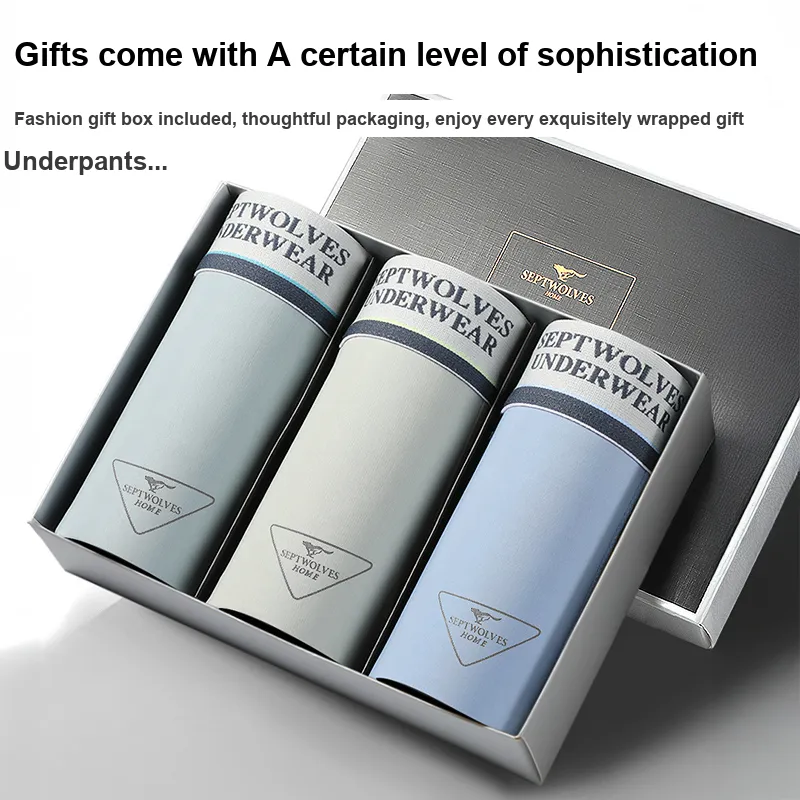 SEPTWOLVES Underpants Men's 3 Pack Gift Box Set+Shopping Bag-3