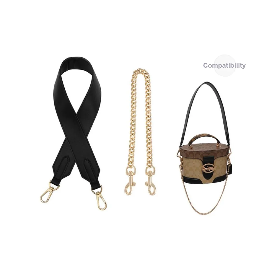 Lan Bao Fan Metal Bag Accessory Liner Women's Black Gold-Tone