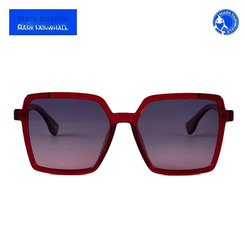 FAIRWHALE TR90 Square Sunglasses Women's Black/Transparent/Burgundy Frame-9
