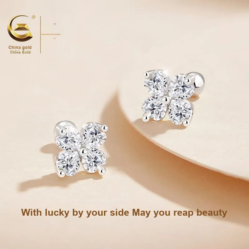 Central Fashion 999 Fine Silver Stud Earrings Women's-2