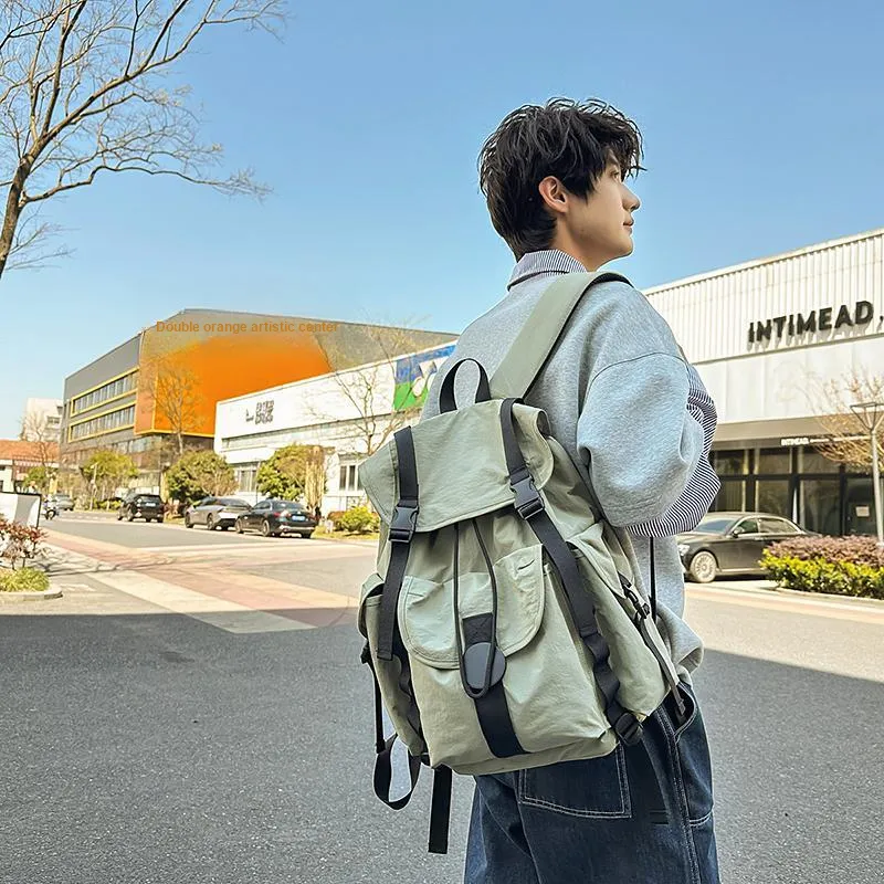 DCLOUD Nylon Backpack Unisex Orange/White/Black/Green/Light Gray-25