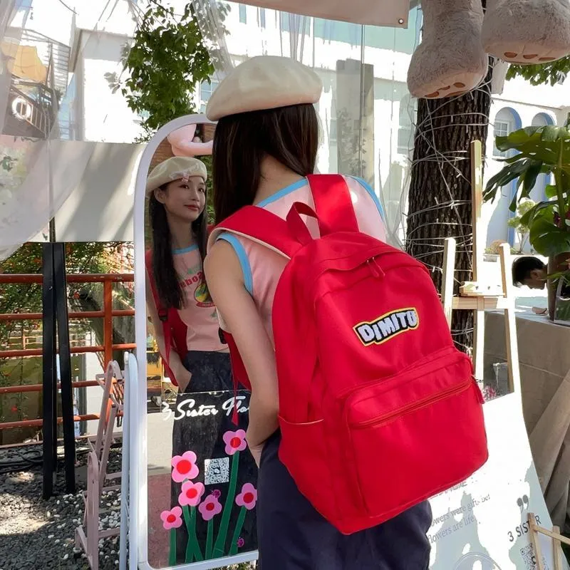 WICKBUEN Nylon Backpack Regular Unisex Red/White/Black/Green-10