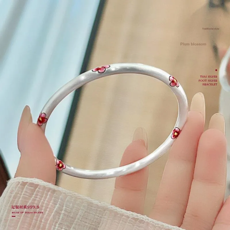 HAOYINFANG 999 Fine Silver Bangles Women's-4
