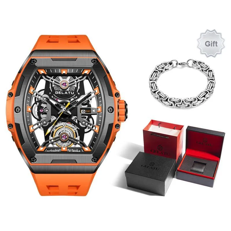 GELATU Automatic Mechanical Movement Watch Men's Watches Black Dial-11