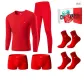 100% cotton Medium/Red 8-Piece Set (1 Crew Neck Long-Sleeved, 1 Pants, 2 Underpants, 4 Socks) Comes with Premium Box