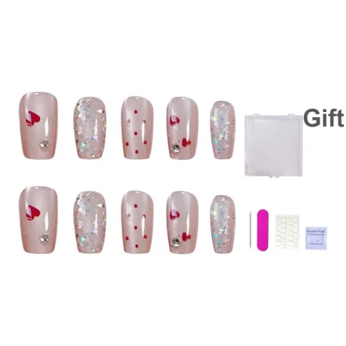 ORANOT Милый Элегантный Премиум Освежающий Ins Милый Гороховый узор Стразы Украшенный False Nail Средний LADDER