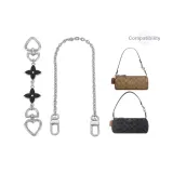 Silver Decorative Chain 40cm+Black Four-Leaf Clover Heart Clasp 16cm
