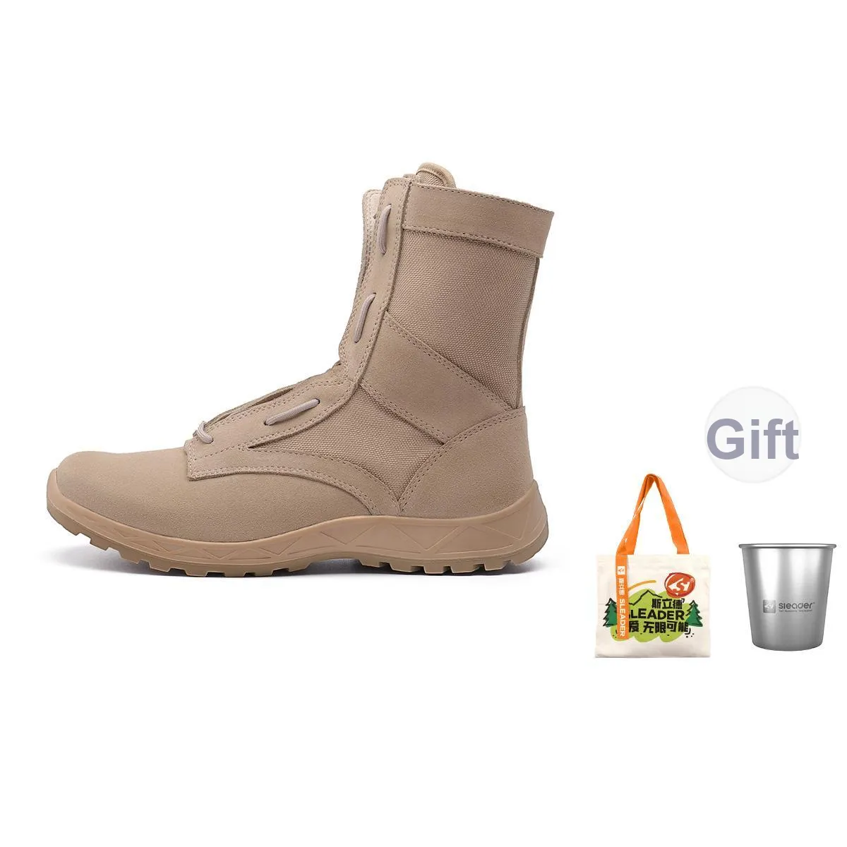 SLEADER Long Yan Series Cushioning, Wear Resistant Crew Outdoor Boots Unisex Sand