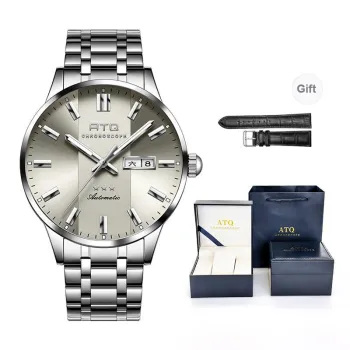 ATQ Elegant Series Automatic Mechanical Movement Stainless Steel Watchband Watch Men's Watches Gray Dial