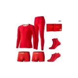 Prosperity 6 Pcs Gift Box Included (Thickened Thermal Set *1 Set+Underpants * 2 Pack+Knee-High Socks *1 Pair+Ankle Socks *1 Pair)