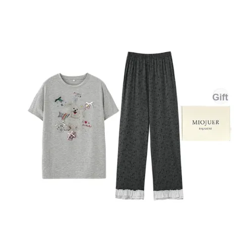 MIOJUER Пижамный комплект женский набор в подарочной коробке светло-серый