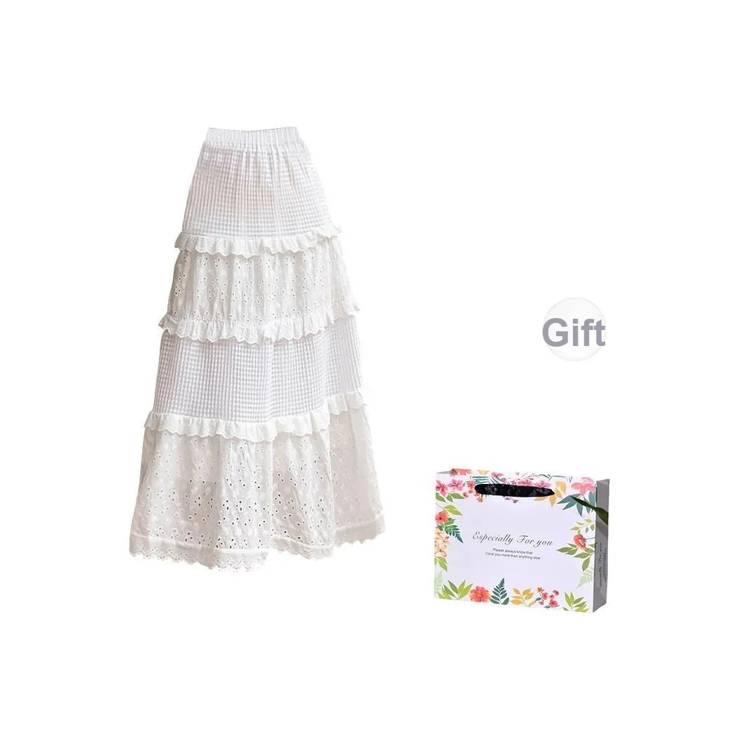 Hao Zhilang Повседневный Длинный Юбка Женская Белая