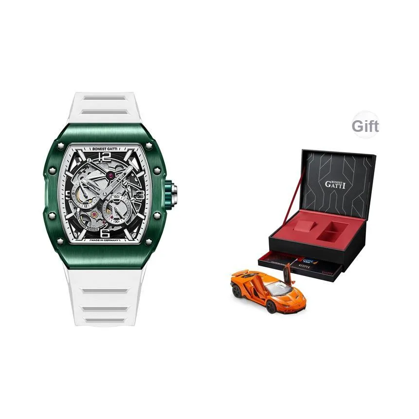 BONEST GATTI Phantom Speed Collection Автоматический механический механизм Часы Мужские Часы Черепный циферблат