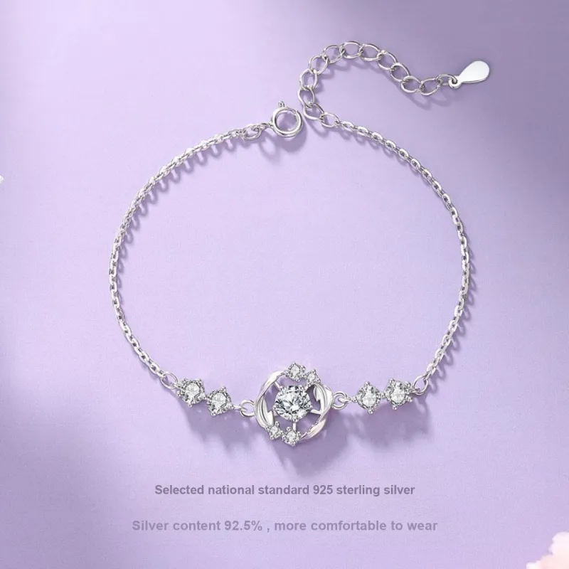 WINY 925 Sterling Silver, Synthetic Cubic Zirconia Bracelets Women's Silver-3