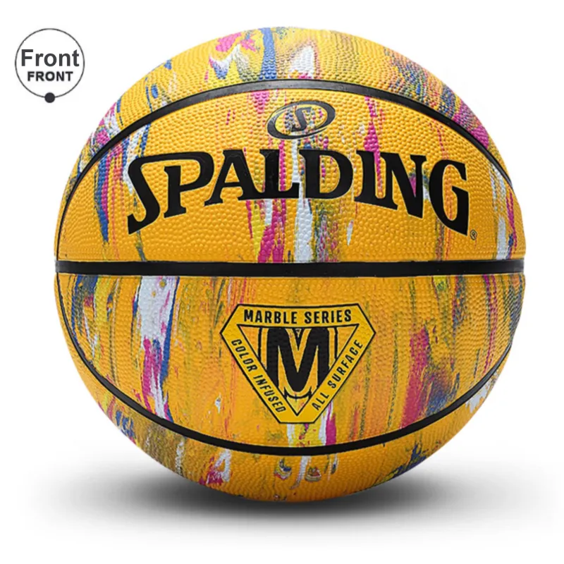SPALDING Marble Collection Rubber Basketball Yellow Graffiti Size 7 Training Unisex-1