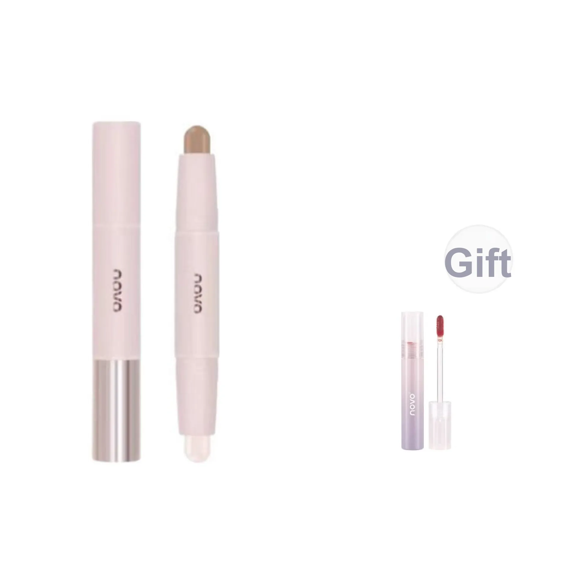 NOVO Двойная головка Хайлайтер Кисть Тень Stick Natural