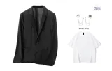 Black (Short-Sleeved T-Shirt+Brooch)