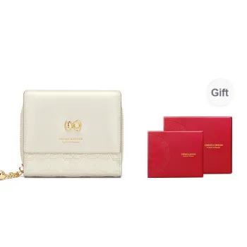 CNOLES Pearlescent Cow Leather Wallet Coin Purse Handheld Regular Women's Iridescent White