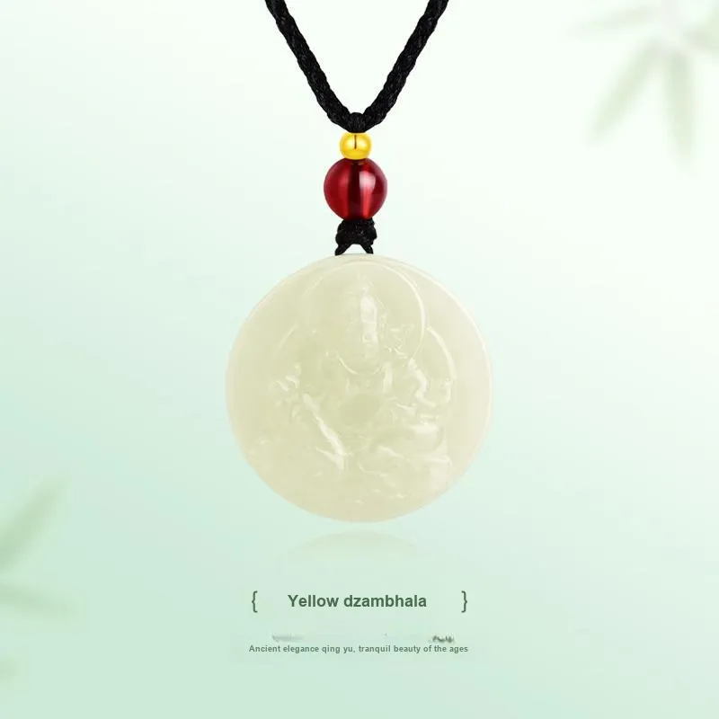 JINLIUFUJIXIANG Hetian Jade Necklaces White Jade/Pale Greenish White Jade Unisex-1