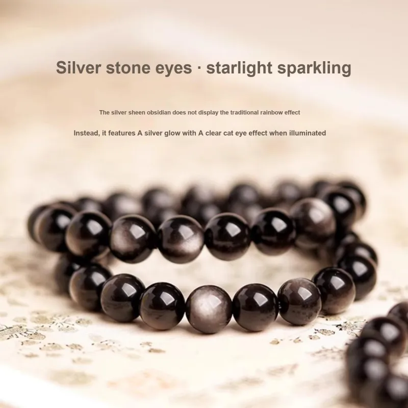 Moon Jewelry Natural Obsidian Bracelets Unisex-1