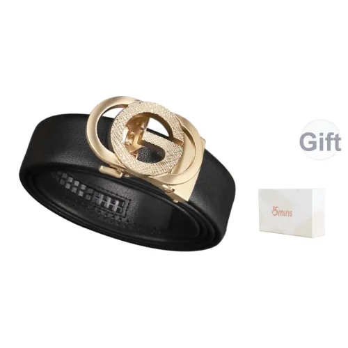 15 MINS High End Автоматическая застежка Бизнес брюки Ремень из спилочной коровьей кожи Ремни Мужской Черный 3,5 см