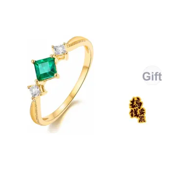 Luxury Beads Emerald Rings Women's