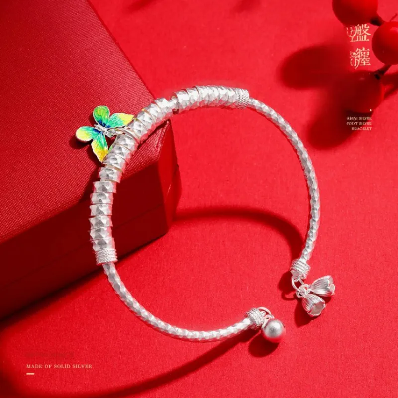 HAOYINFANG 999 Fine Silver Bangles Women's-2