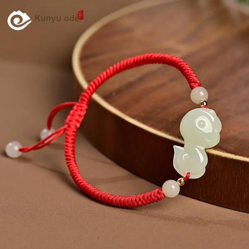 KUNYUYAO Hetian Jade Bracelets Pale Greenish White Jade Unisex-23