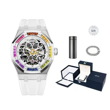 GEYA G MAX Collection Automatic Mechanical Movement Silicone Strap Watch Men's Watches Cut Out Dial