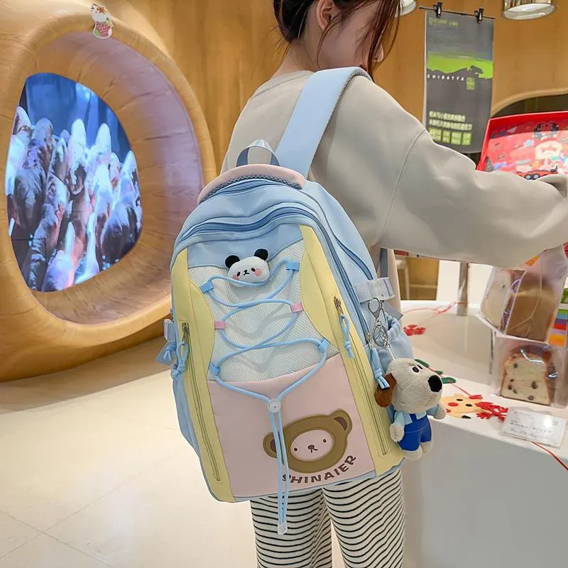 GOBLIN SHARKS 1759 Nylon Backpack Regular Unisex Khaki/White/Pink/Blue-25