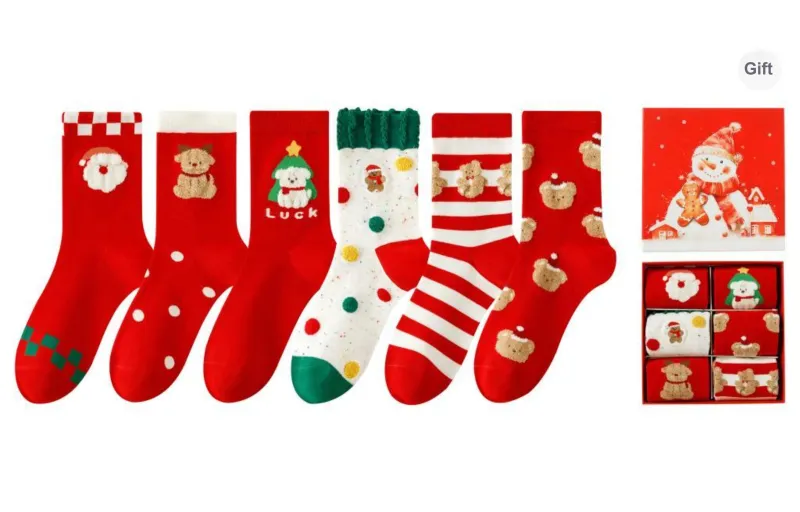 Caramella Mid Calf Socks Unisex Gift Box Of 6 Doubles-4