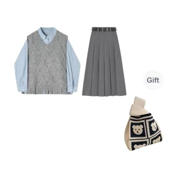 BDGU Skirt Set Women's Blue Gray