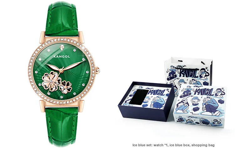 KANGOL Automatic Mechanical Movement Genuine Leather Strap Watch Women's Watch White Dial KANGOL-K316-14