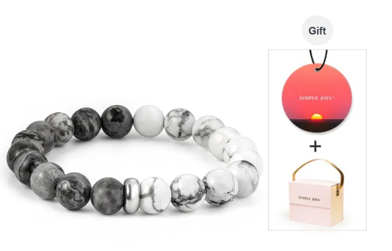SIMPLE JOYS Bracelets Unisex Map Stone White Turquoise Stretchable Minimalist Style New Chinese Trend-23
