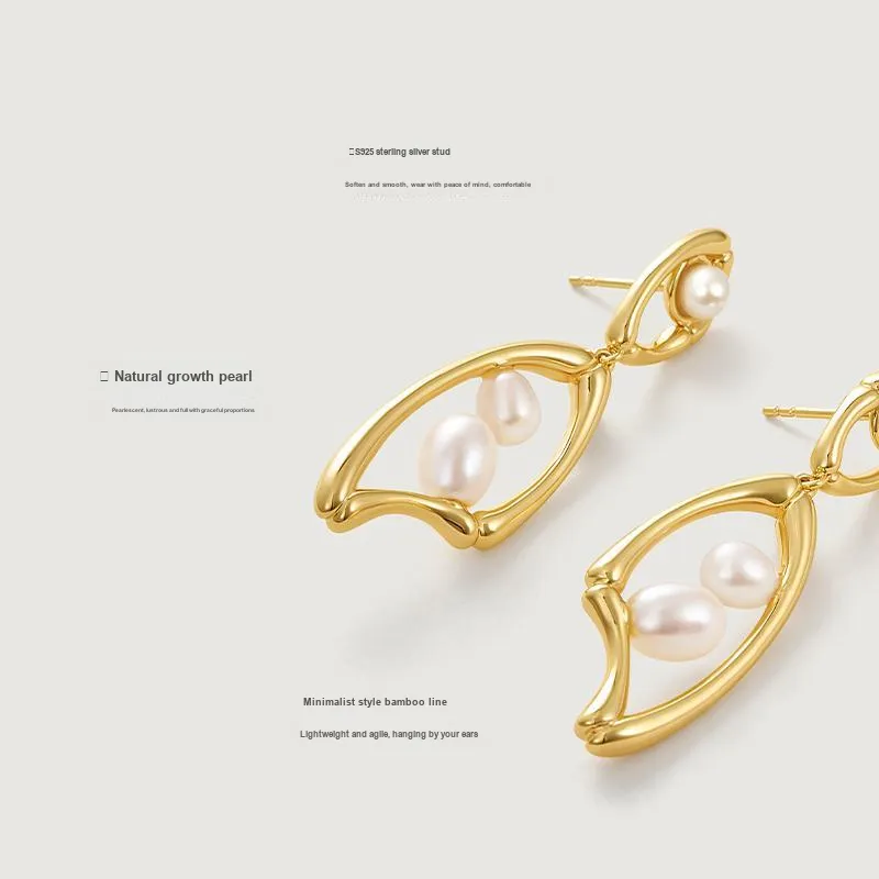 Amber Lollipop Luminous Bamboo Collection Pearl Earrings Women's-1