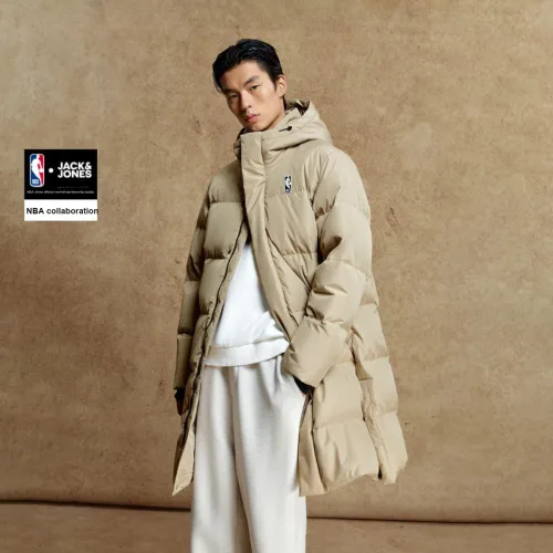 JACK JONES· x NBA Джек JONES NBA Co Бренд Пальто Утиный пух Куртка Топ Унисекс Hong KONG Туманно-серый Чисто черный
