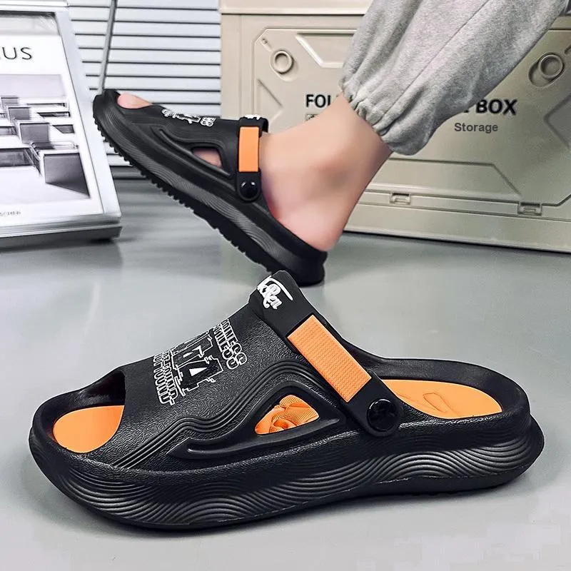 GERTOP Beach Sandals Men Black Orange, White Green, Khaki-5