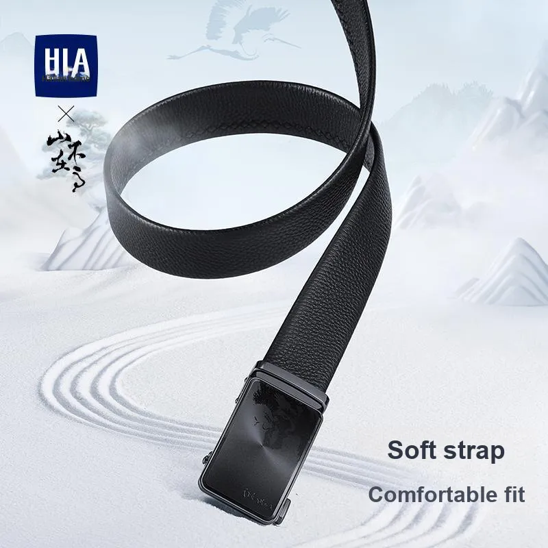 HLA Top Grain Cow Leather Belts Men's Width  3.5cm-2