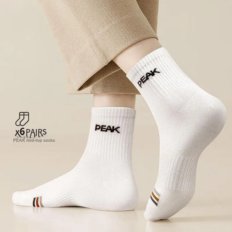 PEAK Mid Calf Socks Unisex 6 Pack-1