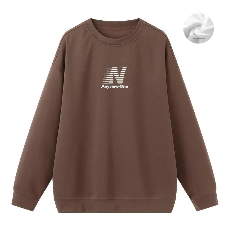 Anyveiw Crew Neck Thickened Pullover Long Sleeved Sweatshirt Unisex-25